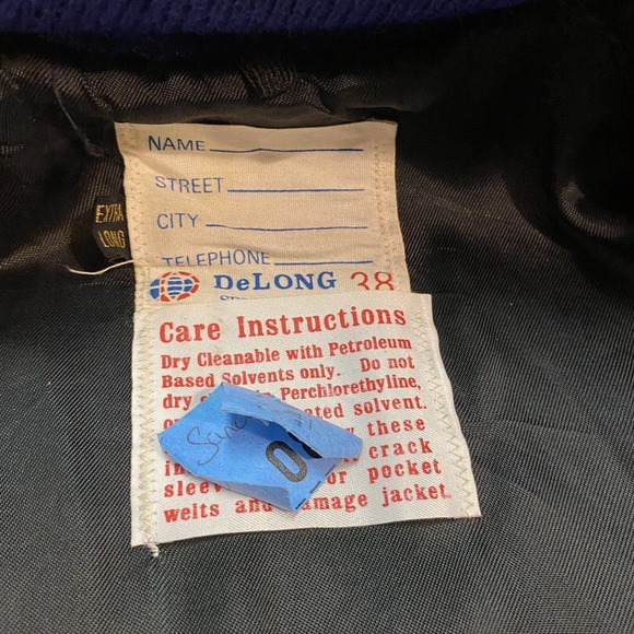 Vtg DeLong St Bernard Parish 1976 Letterman Varsity Jacket Leather Wool Mens Sm - Picture 6 of 12